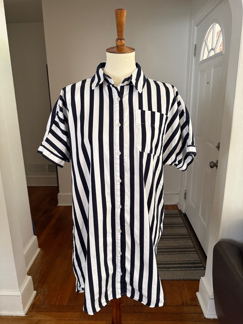 A New Day Black & White Striped Shirtdress Size Small